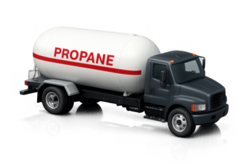 Propane Tanker Truck Delivering Fuel on Transparent Background