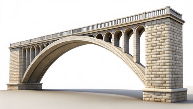 Arch bridge isolated on white background PNG,AI GENERATED