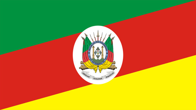 Flag of Rio Grande do Sul displayed with vibrant colors and distinct symbols