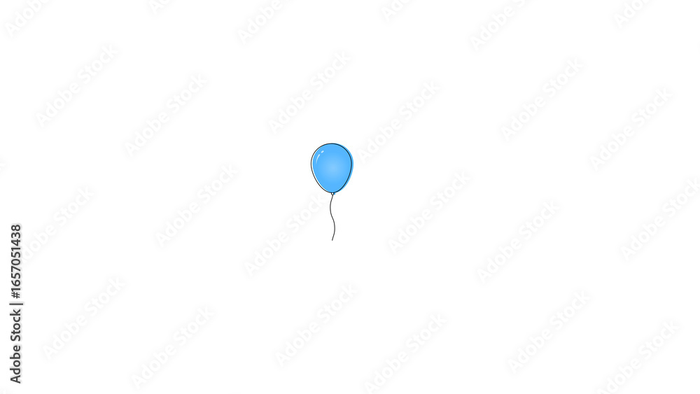 Poster simple animated blue balloon floating up on an isolated transparent background. this minimalist cart