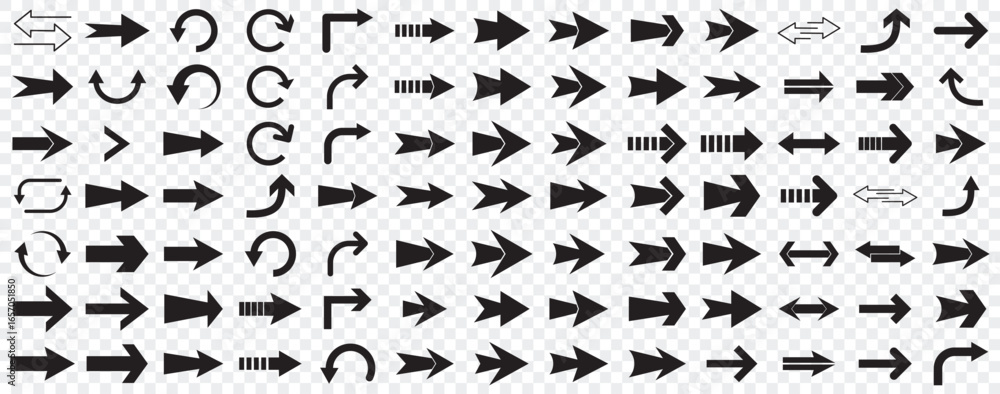 Poster arrow icon set, arrow cursor collection, black arrows icons vector set. set of big black vector arro