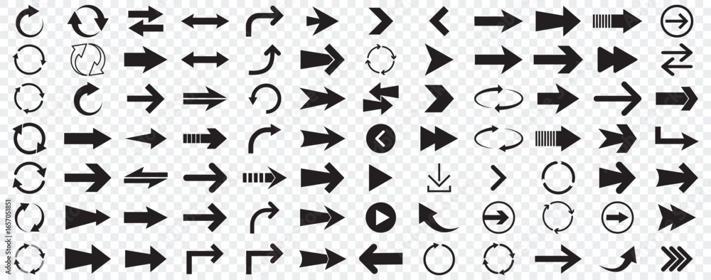 Poster arrow icon set, arrow cursor collection, black arrows icons vector set. set of big black vector arro