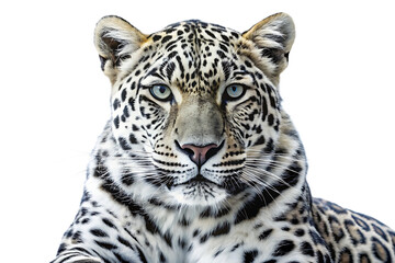 Obraz premium Black and White Leopard isolated on white background PNG,AI GENERATED