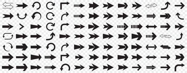 Arrow icon set, arrow cursor collection, black arrows icons vector set. Set of big black vector arrows. Arrow icon. Mega set of vector arrows. Set of many different arrow icon. Black long arrow icon.