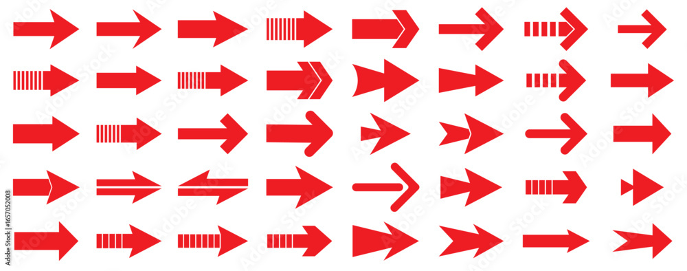 Poster arrow icon set, arrow cursor collection, red arrows icons vector set. collection red vector arrows. 