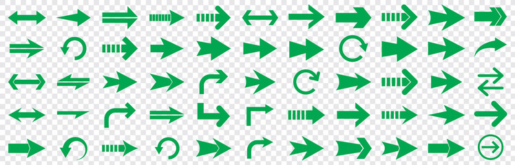 Arrow icon set, arrow cursor collection, Green arrows icons vector set. Collection of Green vector arrows. Mega set of vector arrows. Green long arrow icon. Green long arrow icon vector collection.