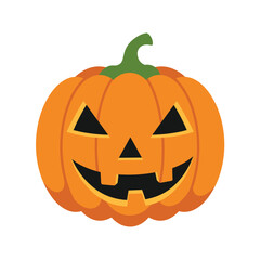 Illustration of a carved halloween pumpkin with a smiling face, perfect for seasonal decorations and festive designs