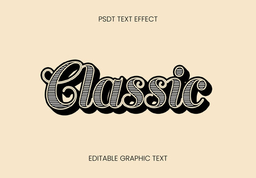 Beige And Black Vintage Font Retro Linear Decorative Text Effect