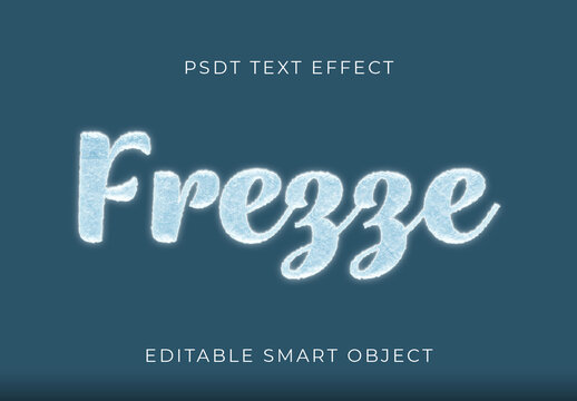 Blue And White Frost Font Ice Frozen Script Text Effect