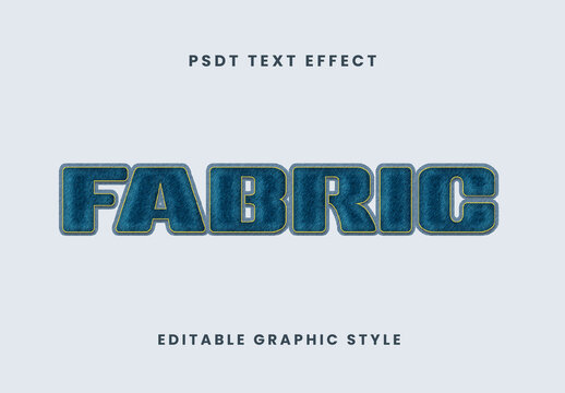 Blue And Yellow Jeans Font Denim Fabric Stitched Text Effect