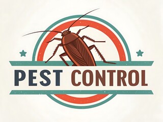 Cockroach pest control service emblem with vintage style