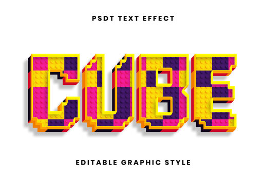 Colorful Cube Font Brick Toy Playful Text Effect