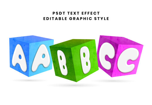 Colorful Cube Font Alphabet Cartoon Toy Text Effect