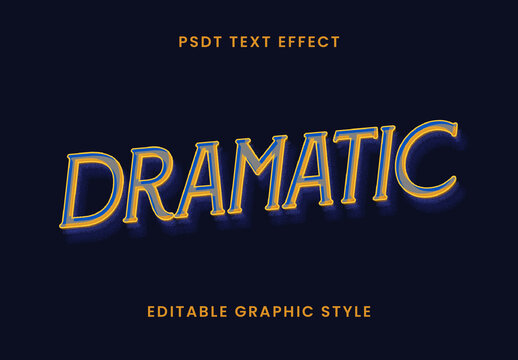Blue And Yellow Baroque Font Retro Bold Shadow Text Effect