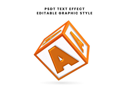 Orange And White Cube Font Aphabet Cartoon Toy Text Effect