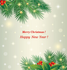 Christmas background for New Year festive design. Vector illustration for greeting cards, poster, marketing, covers, packages.