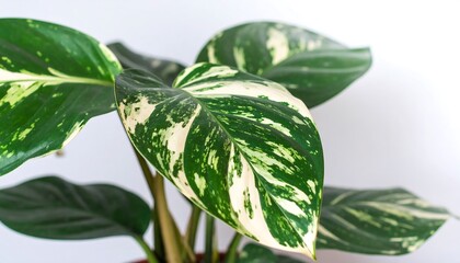 Close-up of variegated plant leaves.