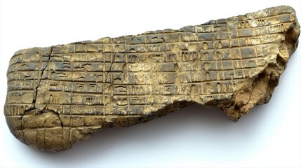 artifact aged piece from ancient Babylon features intricate carvings and inscriptions highlight artistry and culture of time.