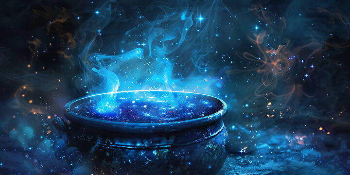 "Mystical Blue Orb with Swirling Energy Surrounded by Cosmic Stars and Nebulae"
