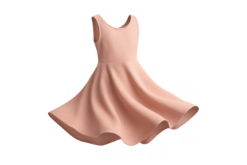 Elegant pink dress flowing on transparent background