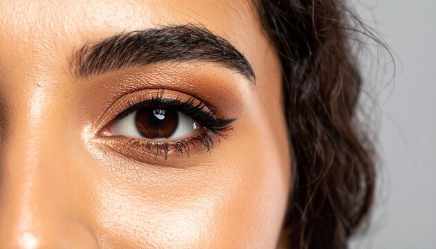 An intimate macro close-up of an Indian woman's expressive eye, beautifully defined with traditional black kajal (kohl), showcasing cultural beauty and intricate detail.