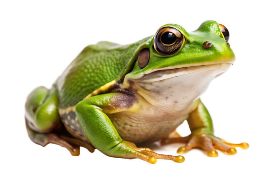 Green frog isolated on white background PNG,AI GENERATED - Powered by Adobe