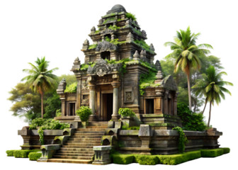  jungle ancien temple architectur  isolated on white background PNG,AI GENERATED