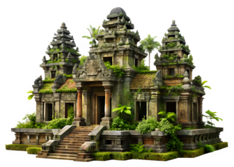  jungle ancien temple architectur  isolated on white background PNG,AI GENERATED
