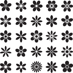 Minimal Flower Icons Set  Modern Vector Silhouettes
