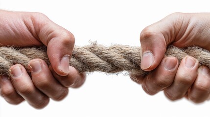 Tension builds during a friendly tug of war competition between two excited participants at a local outdoor event in the afternoon sun