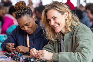 Fototapeta premium Repair caf event fosters collaboration among diverse community members