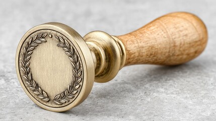 Metal wax seal stamp with laurel design