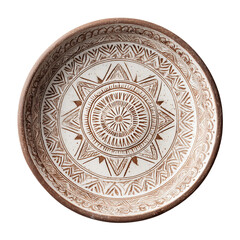 Fototapeta premium decorative clay plate with tribal patterns zoomed out 