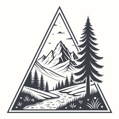 Obraz premium Nordic Mountain Landscape with Minimal Style