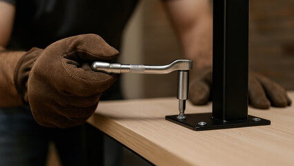 Assembling furniture requires precision and care, showcasing industry of furniture export with skilled craftsmanship and attention to detail