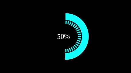 Animated progress indicator with ,smoothly transitioning from 0% to 100% completion.video animation - Powered by Adobe