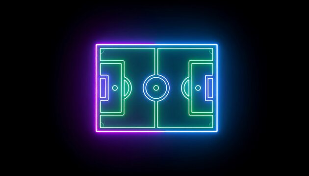 Neon outline of a soccer field.