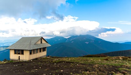 Mountain hut on a hilltop