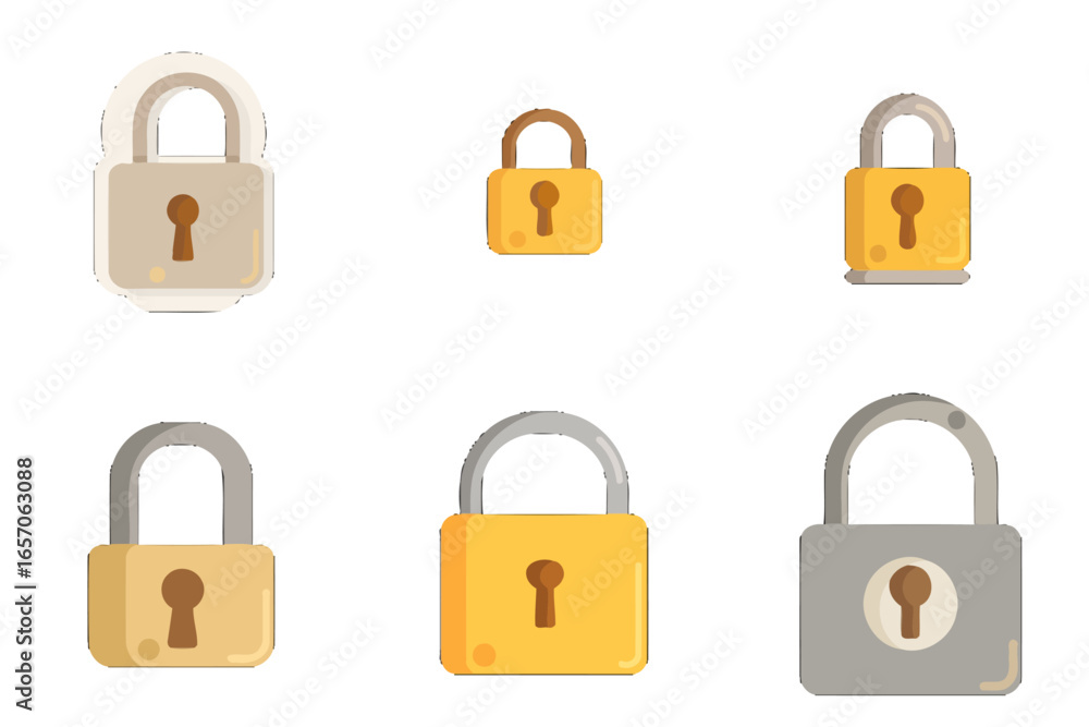 Poster secure digital data with graphic padlocks representing security, privacy, and protection; perfect fo