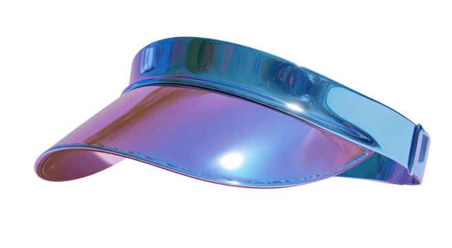Shiny, iridescent visor, vibrant colors