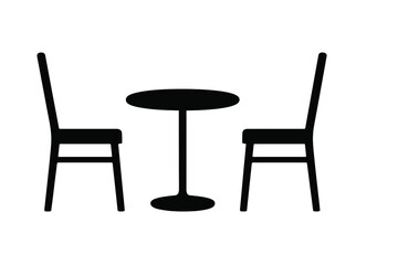 Fototapeta premium Silhouette of table and chairs for use in dining or restaurant settings