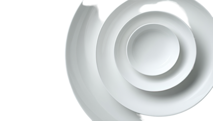 Abstract spiral of nested white bowls