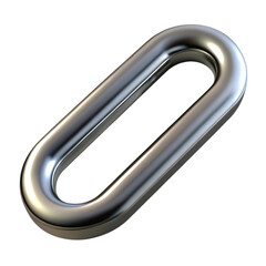 A single polished metallic oval link isolated on a white background.