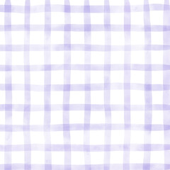 Purple White Plaid Gingham Madras Check Hand Drawn Background Pattern Overlay