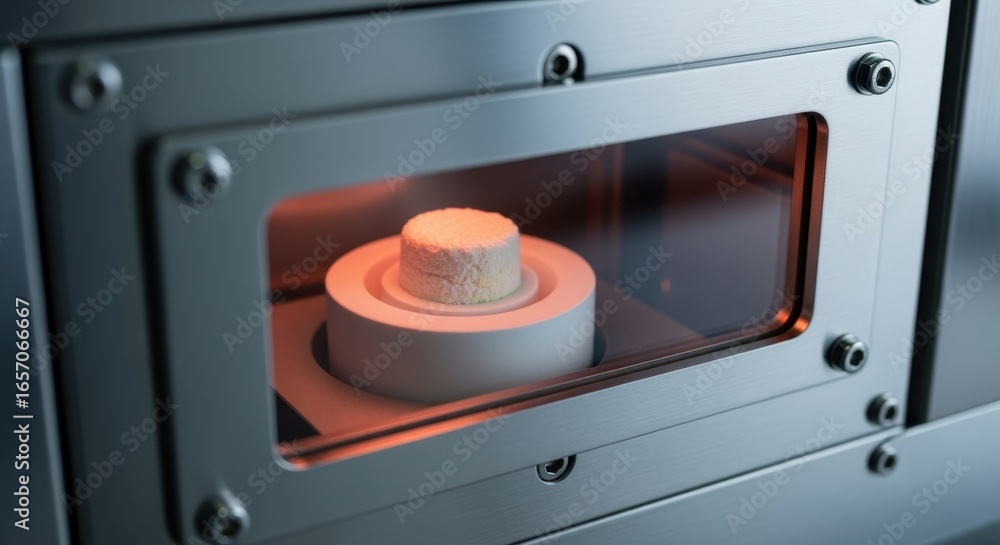 Poster precision sintering furnace chamber with quartz windows enabling visual inspection of solidstate sod
