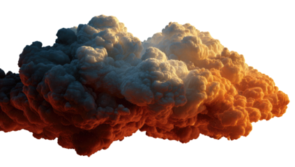 Massive, colorful cloud of smoke or vapor, with dark and light tones