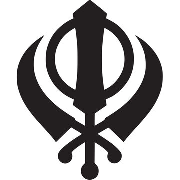 The khanda symbol isolated on white background, a central emblem of the sikh faith, representing divine power, justice, and the unity of god