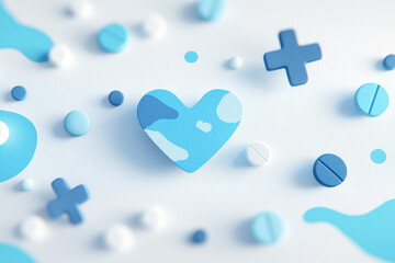 Obraz premium Colorful Heart Shaped Pills and Medicine Concept for Healthcare and Love 