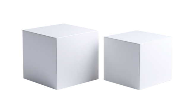 Two simple white cubes, slightly offset, on a plain background.  Sharp edges and faces,  minimal design