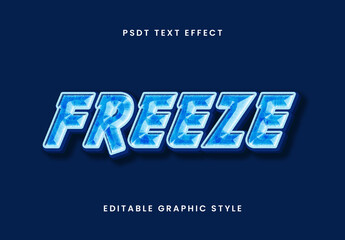 Blue And White Freeze Font Crystal Ice Bevel Text Effect